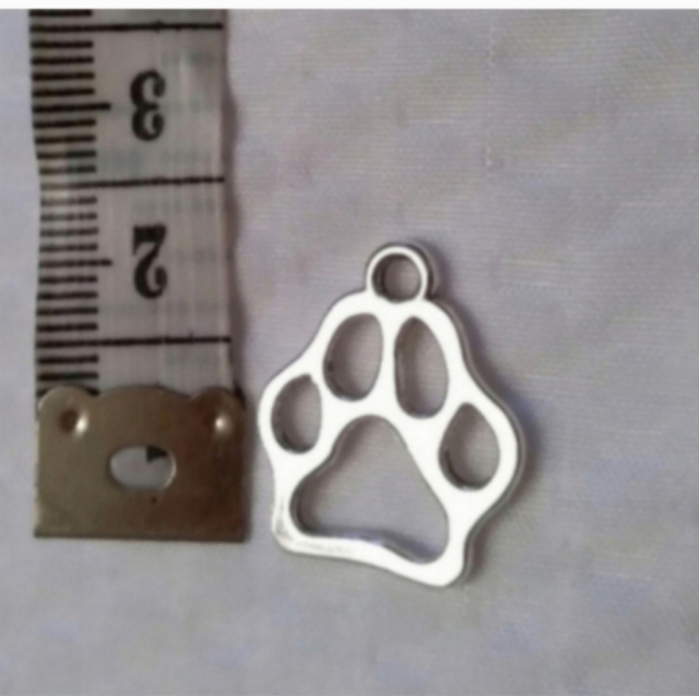 Vintage Sterling Silver Paw Print Charm For Pendants Bracelets Necklace EUC